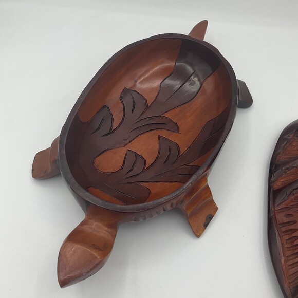 Vintage Hand CArved Wooden Turtle Lidded Box Burro Donkey on Removable Lid Large - Picture 7 of 11